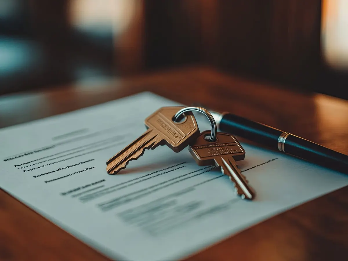 A set of keys resting on a signed property document